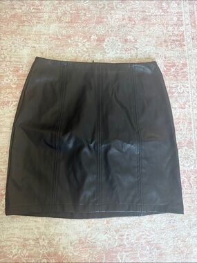 Mango Black Faux Leather Mini Skirt